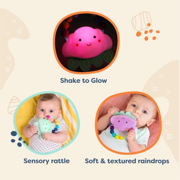 Baby Light-Up Cloud Rattle- Teething Rattle Toys for Babies 3 Months +