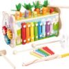 Montessori Toys for 1 Year Old, (8 in 1) ,Wooden Hammering Pounding Toy , Whack A Mole Game for Toddlers Xylophone Fishing Game, Toddler Activities for Baby Girl Boy Age 1 2 3 Years Old Birthday Gift