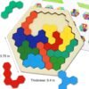 2 Pack Wooden Russian Blocks Puzzle + Hexagon Puzzles for Kids & Adults, Wooden Block Puzzle Intelligence Brain Teasers Toy Logic Game STEM Educational Gift for Children