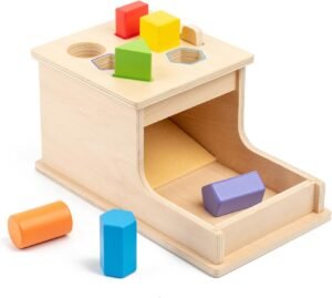 Montessori Toys for Babies 6-12 Months,Object Permanence Box Wooden Ball Drop Montessori Toy for Toddlers,Color & Shape Sorting Learning Matching Box for Ages 1-3