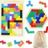 2 Pack Wooden Russian Blocks Puzzle + Hexagon Puzzles for Kids & Adults, Wooden Block Puzzle Intelligence Brain Teasers Toy Logic Game STEM Educational Gift for Children