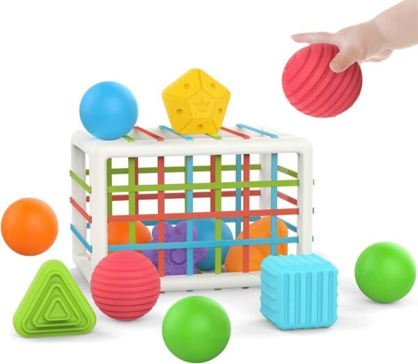 Montessori Toys for 1 Year Old, Toy 6 Pc Multi Sensory Shape, Toddler Developmental Learning Toys Birthday Gifts, Baby Toys 12 Month
