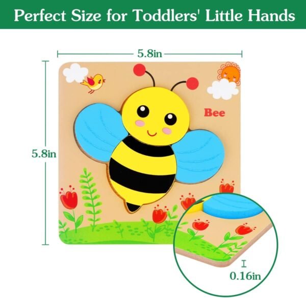Wooden Puzzles for Toddlers Ages 1-3, Montessori Toys for 1 2 3 Years Old Girls Boys Baby Kids Puzzle Learning Educational Christmas Birthday Gifts Toys 6 Pack Animal Jigsaw Puzzle