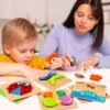 Wooden Puzzles for Toddlers Ages 1-3, Montessori Toys for 1 2 3 Years Old Girls Boys Baby Kids Puzzle Learning Educational Christmas Birthday Gifts Toys 6 Pack Animal Jigsaw Puzzle