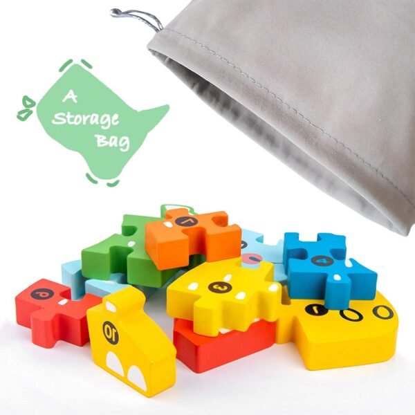 Wooden Toddler Puzzles for Kids Ages 3-5, Wooden Puzzles for Toddler, Montessori Toys for 3 Year Old Boys and Girls, 3-Pack Dinosaur Puzzles and 1-Pack Animal Wooden Puzzle