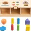 Montessori Toys for Babies 6-12 Months,Object Permanence Box Wooden Ball Drop Montessori Toy for Toddlers,Color & Shape Sorting Learning Matching Box for Ages 1-3