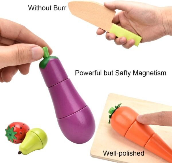 61tuCO4sOKL._AC_SL1200 Wooden Play Food for Kids Kitchen - Toys Food Vegetables and Fruit for 2 Year Old Boys Girls Role Pretend Play Early Education Montessori Education
