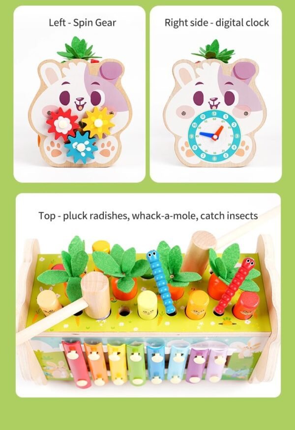 Montessori Toys for 1 Year Old, (8 in 1) ,Wooden Hammering Pounding Toy , Whack A Mole Game for Toddlers Xylophone Fishing Game, Toddler Activities for Baby Girl Boy Age 1 2 3 Years Old Birthday Gift