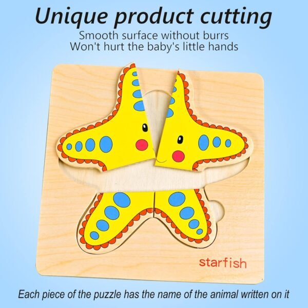 7138A9V_3vL._AC_SL1500 8pcs Wooden Puzzles for Toddlers 1-3, Toddler Puzzles Ages 2-4, Montessori Toys for 1-3+ Years Girl Boy, Sea Animal Puzzle for Kids, Jigsaw Puzzles Educational Toys Preschool Puzzles for 1-3