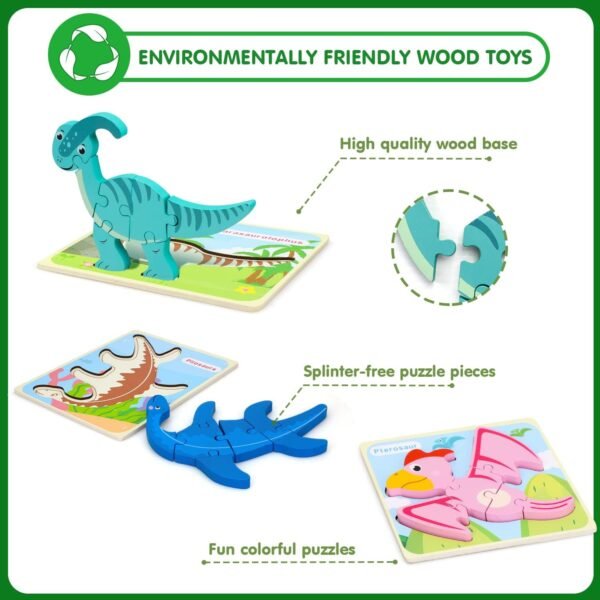 Toddler Puzzles Ages 2-4, Wooden Puzzles for Toddlers 1-3, 7 Piece Dinosaur Puzzle 2 Year Old, Toddler Puzzles Ages 1-3, Toddler Boy Toys 2-3, Educational Toys for Toddlers 1-3