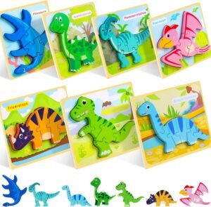 715ffbCAZrL._AC_SL1500 Toddler Puzzles Ages 2-4, Wooden Puzzles for Toddlers 1-3, 7 Piece Dinosaur Puzzle 2 Year Old, Toddler Puzzles Ages 1-3, Toddler Boy Toys 2-3, Educational Toys for Toddlers 1-3
