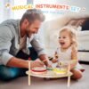 Kids Drum Set for Toddlers 1-3, Baby Preschool Musical Toys 7 in 1 Montessori Instruments Set Wooden Music Toy Baby Drum Kit Xylophone Birthday Gifts for Boys Girls