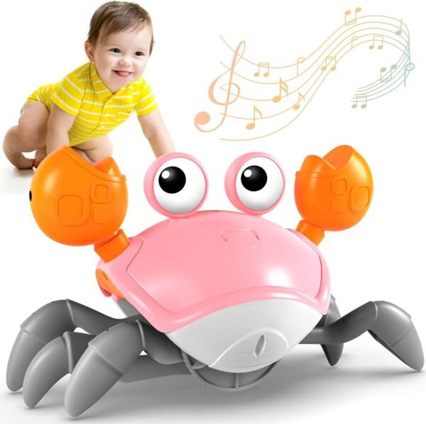 Crawling Crab Toy, Infant Tummy Time Baby Toys, Fun Interactive Dancing Walking Moving Toy Babies Sensory Induction Crabs with Music, Baby Toys 0-6 to 12-18 Months Boys Girls Toddler Birthday Gifts