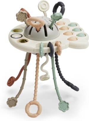 Montessori Toys for 18+ Months Old - Baby Sensory Toys for Boys and Girls - Silicone Pull String Activity Toy for Toddlers - Learning & Educational Toys for Kids - Babies Birthday Gifts