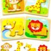 Wooden Toddler Puzzles, 6pcs Animal Montessori Toys for 1-3 Year Old Boys & Girls, Learning Educational Preschool Toys, Great Gifts for 1 2 3 Year Olds