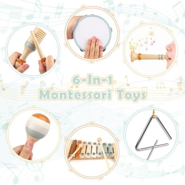 71D_LSANrJL._AC_SL1500 Montessori Toys for 1 Year Old Girls Gifts, Baby Musical Instruments for Toddlers 1-3, Musical Toys for Babies 6-12-18 Months with Boho Xylophone/Drum, Christmas Birthday Gifts for One Year Old Boy