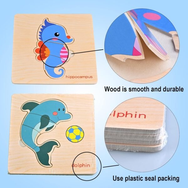 71EoWFQDUBL._AC_SL1500 8pcs Wooden Puzzles for Toddlers 1-3, Toddler Puzzles Ages 2-4, Montessori Toys for 1-3+ Years Girl Boy, Sea Animal Puzzle for Kids, Jigsaw Puzzles Educational Toys Preschool Puzzles for 1-3