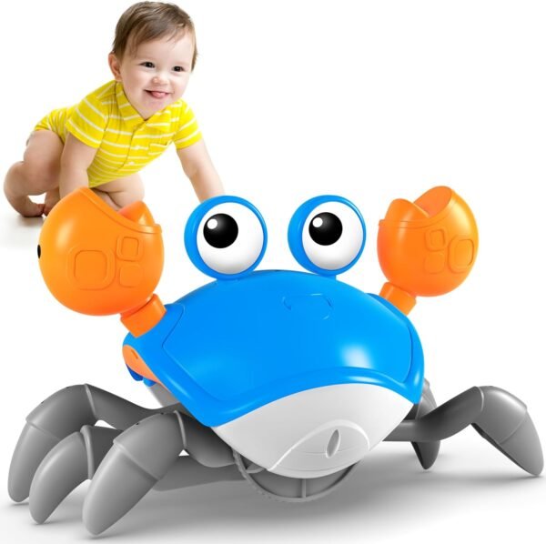 Crawling Crab Toy, Infant Tummy Time Baby Toys, Fun Interactive Dancing Walking Moving Toy Babies Sensory Induction Crabs with Music, Baby Toys 0-6 to 12-18 Months Boys Girls Toddler Birthday Gifts