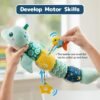 Infant Baby Musical Plush Toys, Stuffed Animal Activity Soft Toys with Multi-Sensory Crinkle, Rattle and Textures for 0-3-6-12 Months Developmental Toys, Dolphin, Water Dinosaurs, Blue