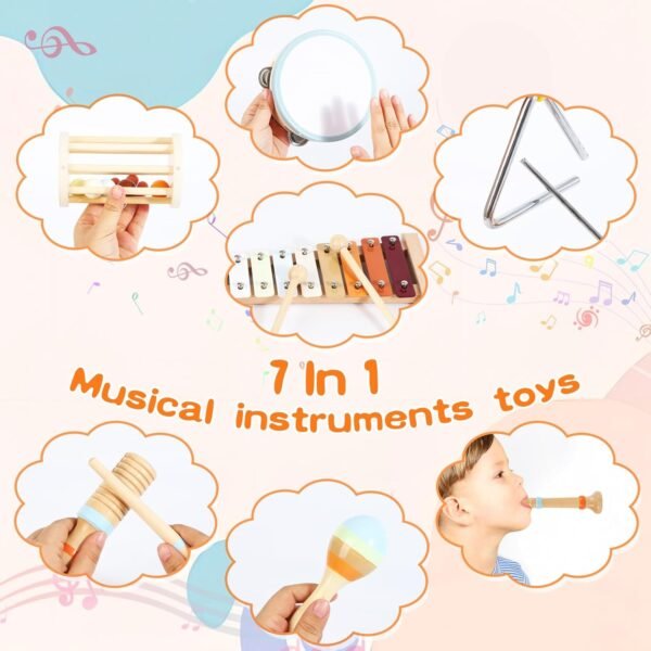 Wooden Musical Instruments for Toddlers Montessori Musical Instruments Set Wooden Musical Toys 8pcs