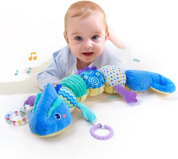Baby Toys 0-6 Months, Baby Musical Toys, Infant Toys Stuffed Animal Toys with Rattles, Crinkle, Bell, Baby Teething Toys for Tummy Time Newborn Sensory Boys Girls 0 3 6 12 Months (Green Chameleon)
