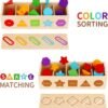 71HSjSbVZ0L._AC_SL1500 Montessori Toys for 1 2 3 Year Old | Wooden Color & Shape Sorting Matching Toys | Learning Educational Toys for 1-3 Year Old Kids | One 1st 2st Birthday Gift for Boy Girl