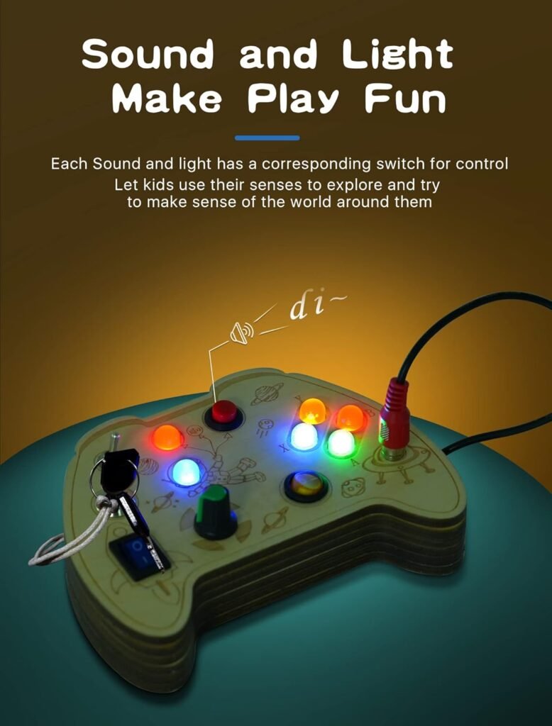 Montessori Busy Board Toy for 1 2 3 Year Old Kids, Wooden Controller ...