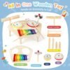 Kids Drum Set for Toddlers 1-3, Baby Preschool Musical Toys 7 in 1 Montessori Instruments Set Wooden Music Toy Baby Drum Kit Xylophone Birthday Gifts for Boys Girls