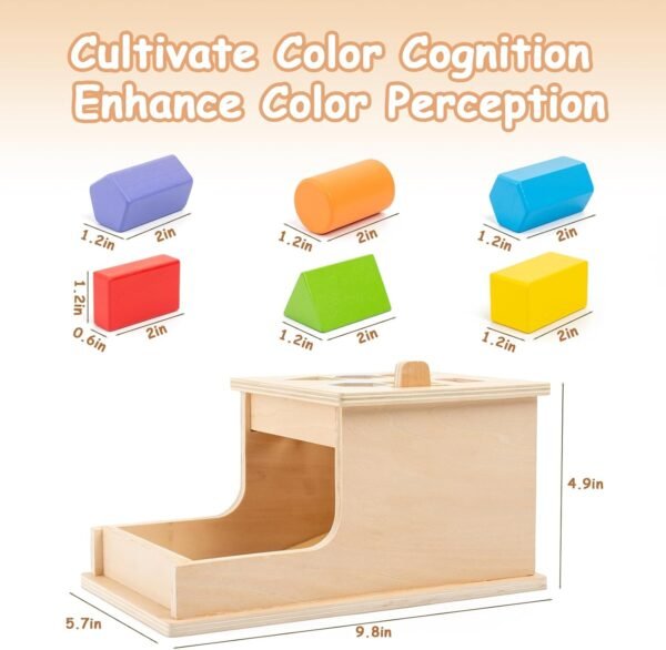 Montessori Toys for Babies 6-12 Months,Object Permanence Box Wooden Ball Drop Montessori Toy for Toddlers,Color & Shape Sorting Learning Matching Box for Ages 1-3