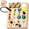 71NFpfG2U9L._AC_SL1500 Montessori Toddler Busy Board, 27 LED Lights Montessori Toys for 1-6 Year Old, Wooden Sensory Toy for Boys & Girls Gifts