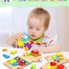 Wooden Toddler Puzzles Gifts Toys for 1 2 3 Years Old Boys Girls, 6 Vehicle Shape Montessori Toys Educational Blocks Kids Toys Gift Baby Learning Toy Age 1-3, 2-4