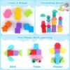 Montessori Wooden Beads Sequencing Toy Set, Stacking Blocks & Lacing Beads & Matching Shape Stacker for 2 3 4 5 Year Old STEM Preschool Learning Montessori Toys Gifts for Kids Boy Girl Toddler