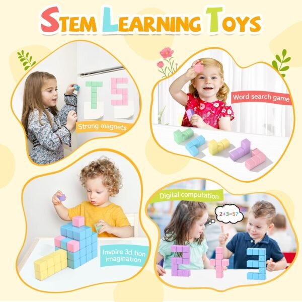 45PCS Magnetic Blocks Toddler Toys, Magnetic Building Blocks Magnet Toys, Magnetic Blocks for Kids ages 1-3 3-5 4-8, Sensory Montessori Toys Magnet Cubes Classroom Must Haves for Boys Girls Age 2-4