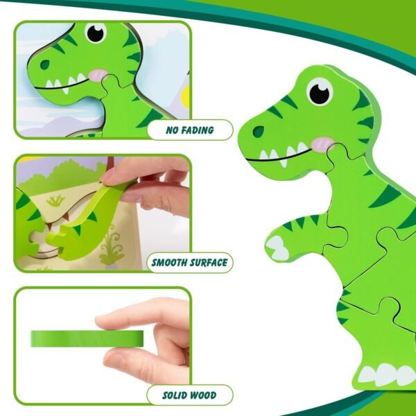 Toddler Puzzles Ages 2-4, Wooden Puzzles for Toddlers 1-3, 7 Piece Dinosaur Puzzle 2 Year Old, Toddler Puzzles Ages 1-3, Toddler Boy Toys 2-3, Educational Toys for Toddlers 1-3