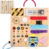 71VHUWpzGtL._AC_SL1500 Montessori Toys for 1-3 Years Old, Wooden Toddler Toys, Sensory Travel Toys, Gift for 1+ Year Old Boys (Busy Board Plus V2)