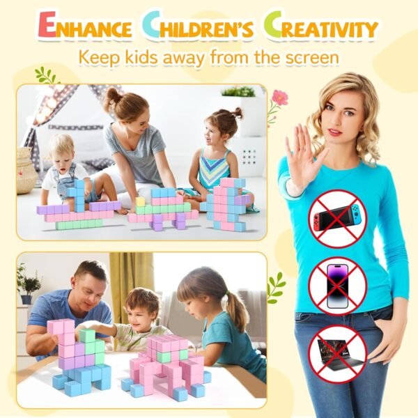 45PCS Magnetic Blocks Toddler Toys, Magnetic Building Blocks Magnet Toys, Magnetic Blocks for Kids ages 1-3 3-5 4-8, Sensory Montessori Toys Magnet Cubes Classroom Must Haves for Boys Girls Age 2-4