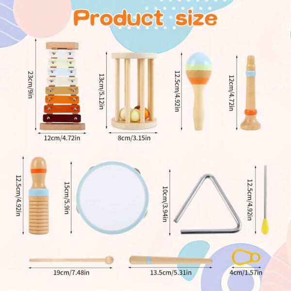 Wooden Musical Instruments for Toddlers Montessori Musical Instruments Set Wooden Musical Toys 8pcs