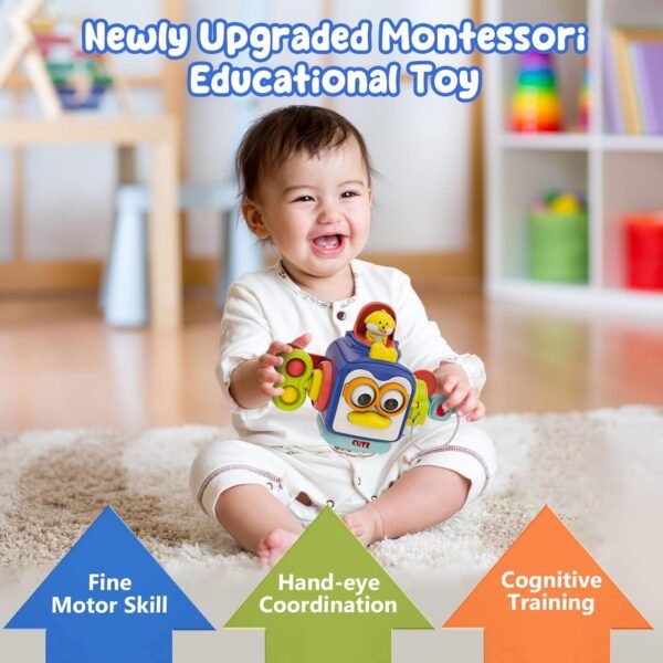 71Wlg_BIcpL._AC_SL1500 Montessori Toys for 1 Year Old, Sensory Toys for Toddlers 1-3, Travel Activities Busy Cube, Baby Gifts for 12 18 Month, Motor Skills Educational Learning Toys (Blue)
