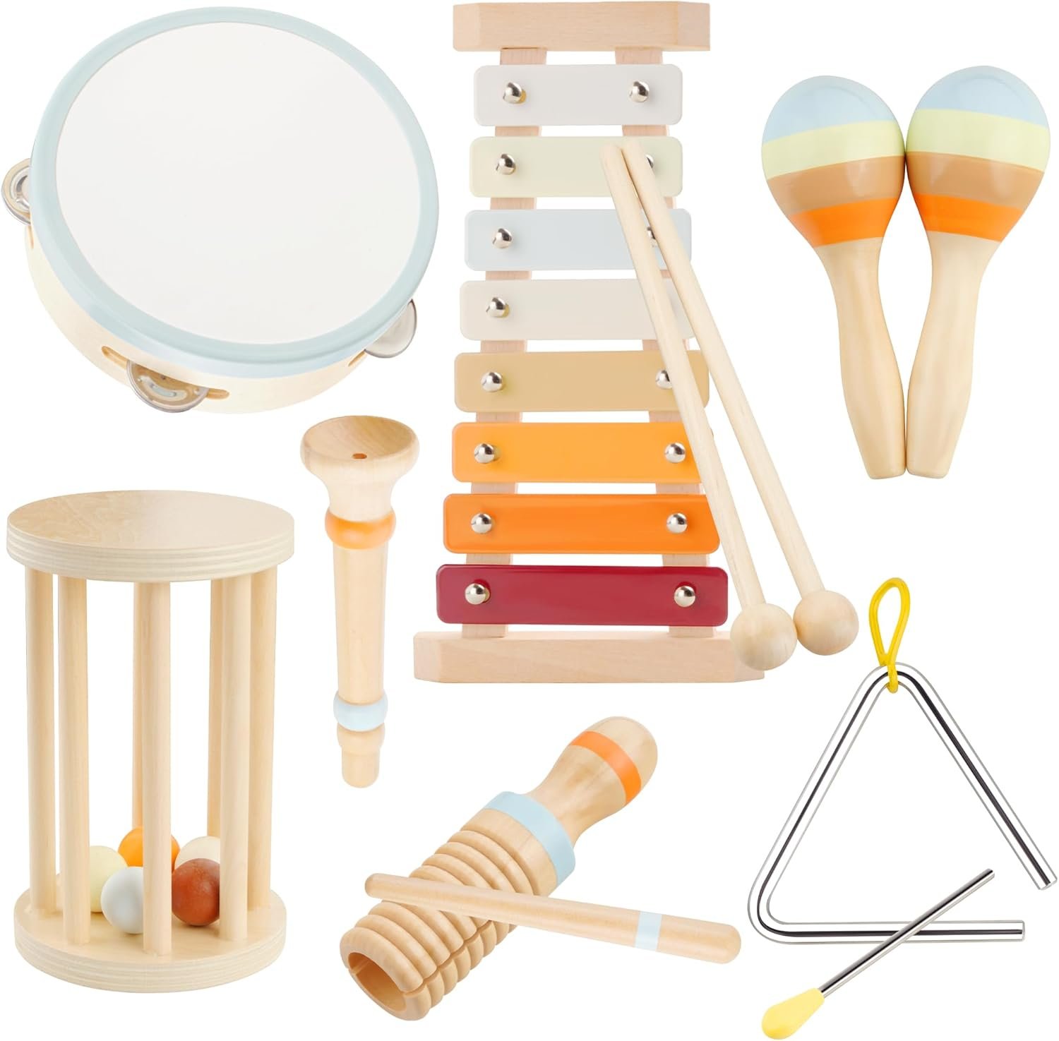 Baby Musical Instruments-Montessori Wooden Toys with Modern Boho ...