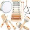 71fg6gvY0tL._AC_SL1500 Montessori Toys for 1 Year Old Girls Gifts, Baby Musical Instruments for Toddlers 1-3, Musical Toys for Babies 6-12-18 Months with Boho Xylophone/Drum, Christmas Birthday Gifts for One Year Old Boy