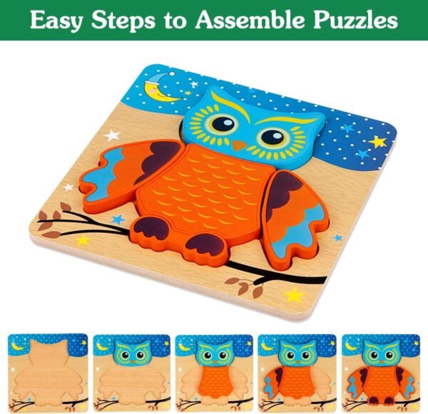 Wooden Puzzles for Toddlers Ages 1-3, Montessori Toys for 1 2 3 Years Old Girls Boys Baby Kids Puzzle Learning Educational Christmas Birthday Gifts Toys 6 Pack Animal Jigsaw Puzzle