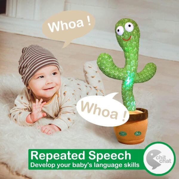 Dancing Talking Cactus Mimicking Toy,Talking Repeat Singing Sunny Cactus Toy 120 Pcs Songs for Baby 15S Record Your Sound Sing+Dancing+Recording+LED