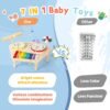 Kids Drum Set for Toddlers 1-3, Baby Preschool Musical Toys 7 in 1 Montessori Instruments Set Wooden Music Toy Baby Drum Kit Xylophone Birthday Gifts for Boys Girls