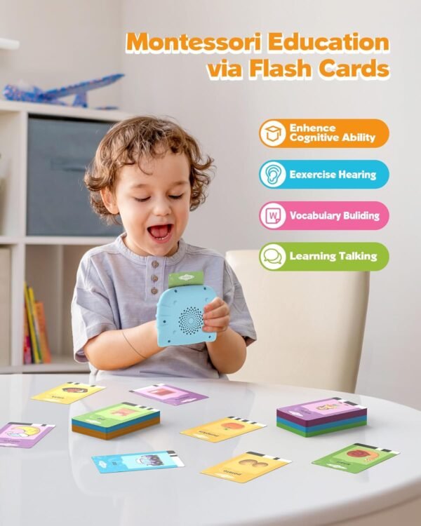 Talking Flash Cards for Toddler 1 2 3 4 Year Olds, Language Learning Toys, Pocket Speech Therapy Toys, Autism Toys, Montessori Toys with 224 Words, Children's Sensory Learning Educational Toys