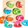 Montessori Toys for 1 Year Old Toddler Puzzle - Dual Layered Wooden Puzzles for Toddlers 1-3, Dinosaur Toy, Educational Toy for 2 Year Old