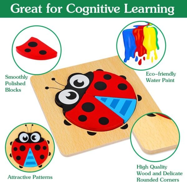 Wooden Puzzles for Toddlers Ages 1-3, Montessori Toys for 1 2 3 Years Old Girls Boys Baby Kids Puzzle Learning Educational Christmas Birthday Gifts Toys 6 Pack Animal Jigsaw Puzzle