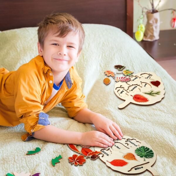 2 Pieces Leaf Wooden Jigsaw Puzzles Leaf Puzzle Montessori Toy Montessori Puzzle Early Educational Learning Puzzle for Birthday Gift Early Education School(Classic)