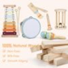 Toddler Musical Instruments, Montessori Baby Musical Instruments for Toddlers 1-3, Wooden Musical Toys with Modern Boho Xylophone for 1 2 3 Year Old Kids Preschool Educational Birthday Gift