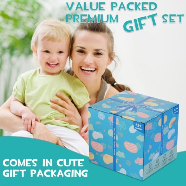 Wooden Activity Cube, 8-in-1 Montessori Toys for 1+ Year Old Boys & Girls, Educational Learning Toys for Toddlers Age 1-2, First Birthday Gift | Bonus Sorting & Stacking Board and Word Cards