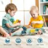Infant Baby Musical Plush Toys, Stuffed Animal Activity Soft Toys with Multi-Sensory Crinkle, Rattle and Textures for 0-3-6-12 Months Developmental Toys, Dolphin, Water Dinosaurs, Blue